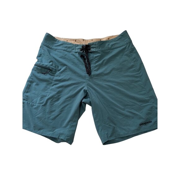 Patagonia Tate Board Shorts Mens Tasmanian Teal Drawstring Utility Loop sz 36 - Picture 1 of 10